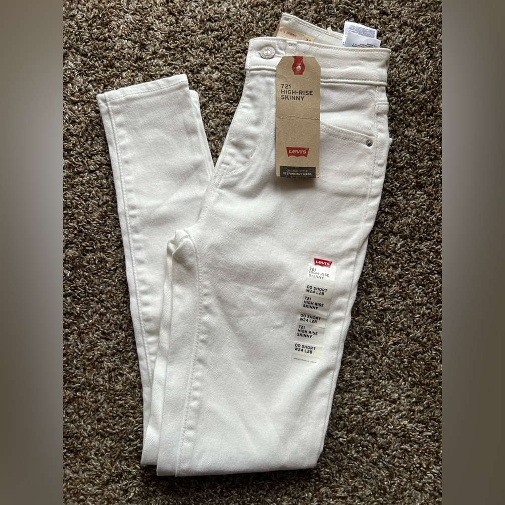 Levi's Premium 721 HIGH RISE SKINNY WOMEN'S JEANS Short W24 L28 WHITE - Picture 4 of 7